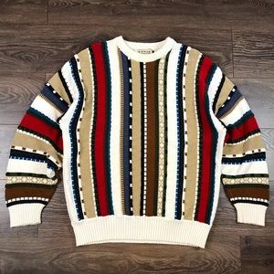 Cotton Traders Men’s Vintage 90s Multicolor Coogi Style 3D Sweater Size Large